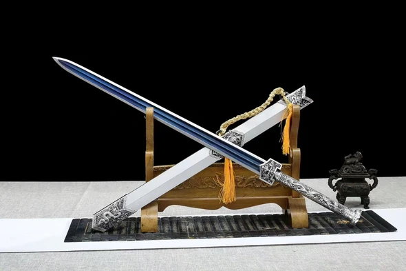 Dragon Soul War Sword,Baked Blue Series,High manganese steel,Longquan sword