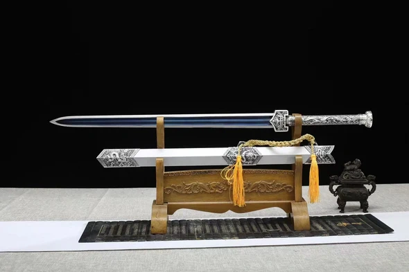 Dragon Soul War Sword,Baked Blue Series,High manganese steel,Longquan sword