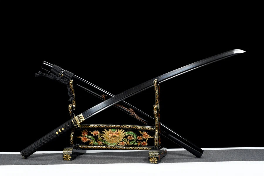 Blackwing Katana,Japanese Samurai Sword,Real Handmade Katana,T10 High Carbon Steel Clay Tempered With Hamon