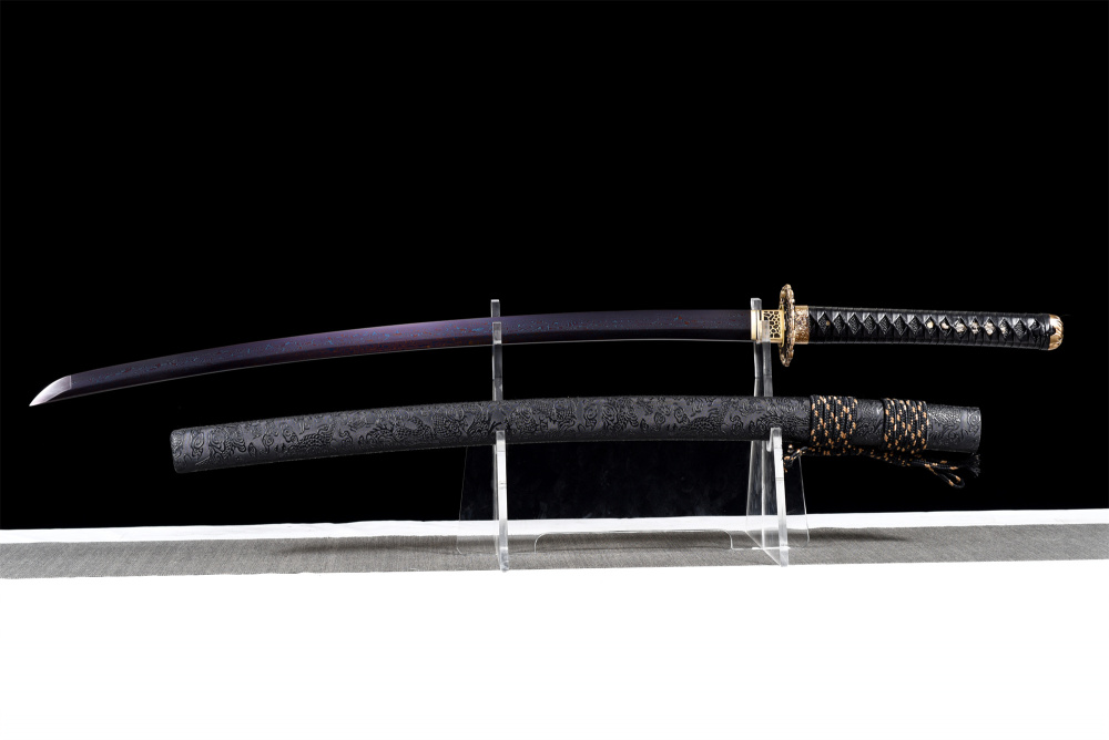 Hand-Forged Damascus Steel Katana Sword - Dragon Tsuba Samurai Blade, Authentic Japanese Craftsmanship for Collectors & Martial Artists