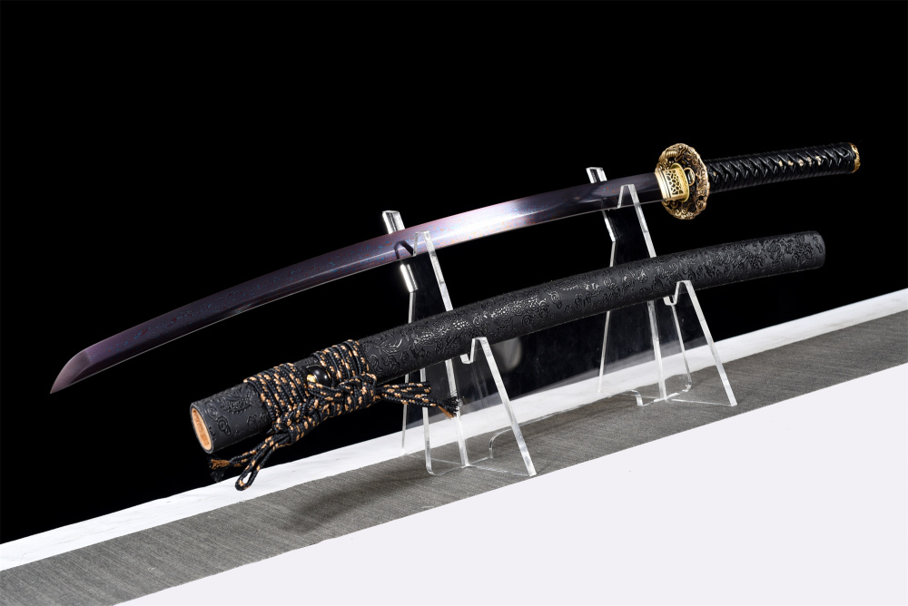 Hand-Forged Damascus Steel Katana Sword - Dragon Tsuba Samurai Blade, Authentic Japanese Craftsmanship for Collectors & Martial Artists