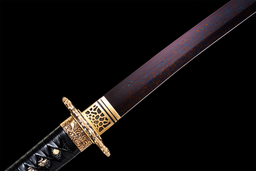 Hand-Forged Damascus Steel Katana Sword - Dragon Tsuba Samurai Blade, Authentic Japanese Craftsmanship for Collectors & Martial Artists