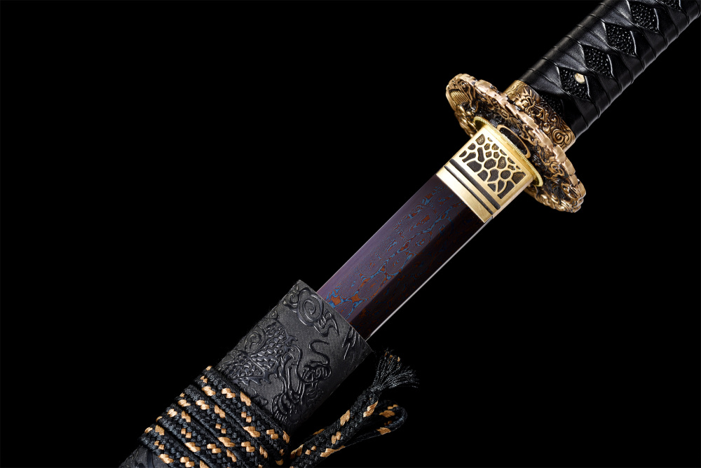 Hand-Forged Damascus Steel Katana Sword - Dragon Tsuba Samurai Blade, Authentic Japanese Craftsmanship for Collectors & Martial Artists