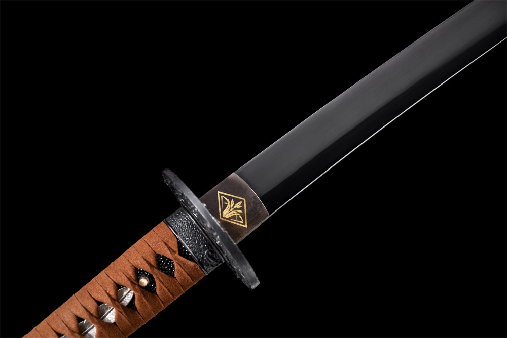 Hand-Forged High Manganese Steel Katana Sword - Japanese Samurai Blade with Water Wave Tsuba, Full Tang
