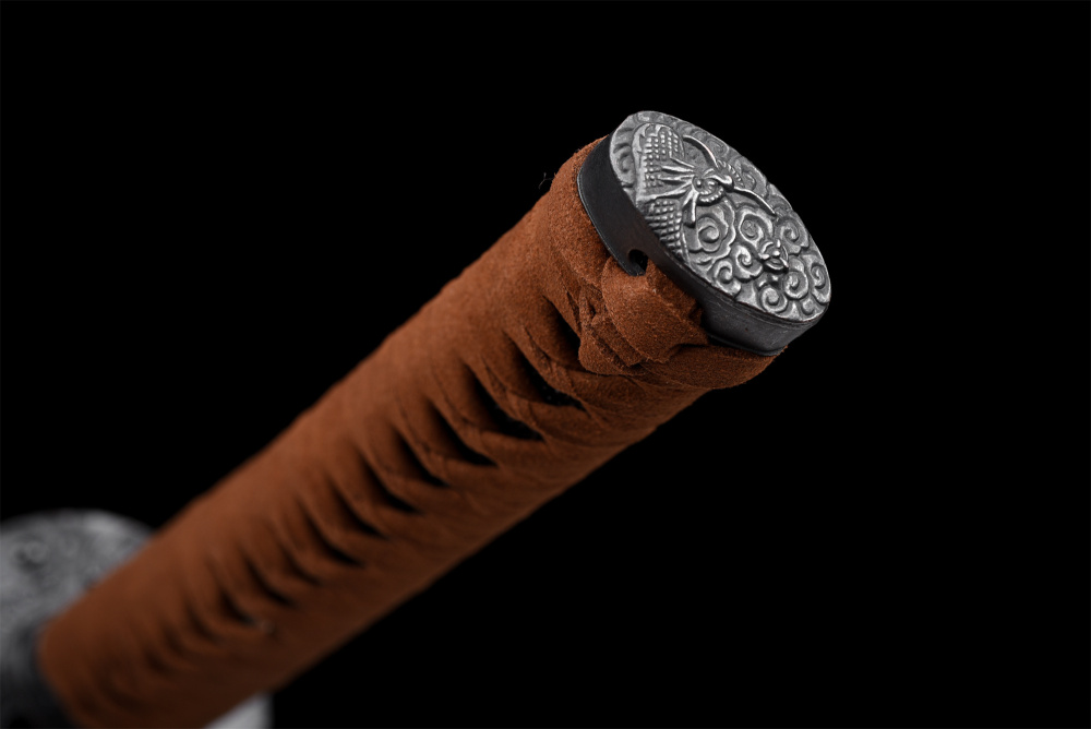 Hand-Forged High Manganese Steel Katana Sword - Japanese Samurai Blade with Water Wave Tsuba, Full Tang