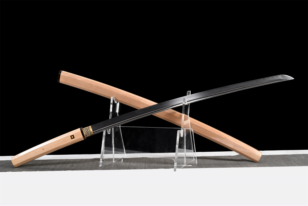 Authentic Japanese Shirasaya Katana Sword - Hand Forged Folded Steel Samurai Blade with Clay-Tempered Hamon Pattern