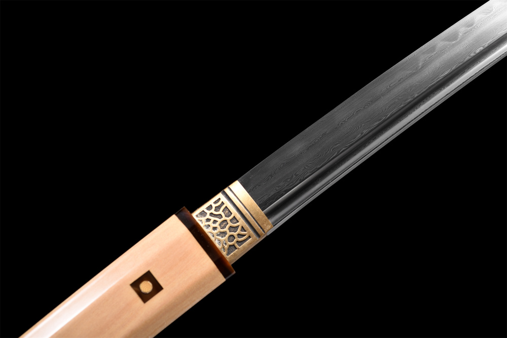 Authentic Japanese Shirasaya Katana Sword - Hand Forged Folded Steel Samurai Blade with Clay-Tempered Hamon Pattern