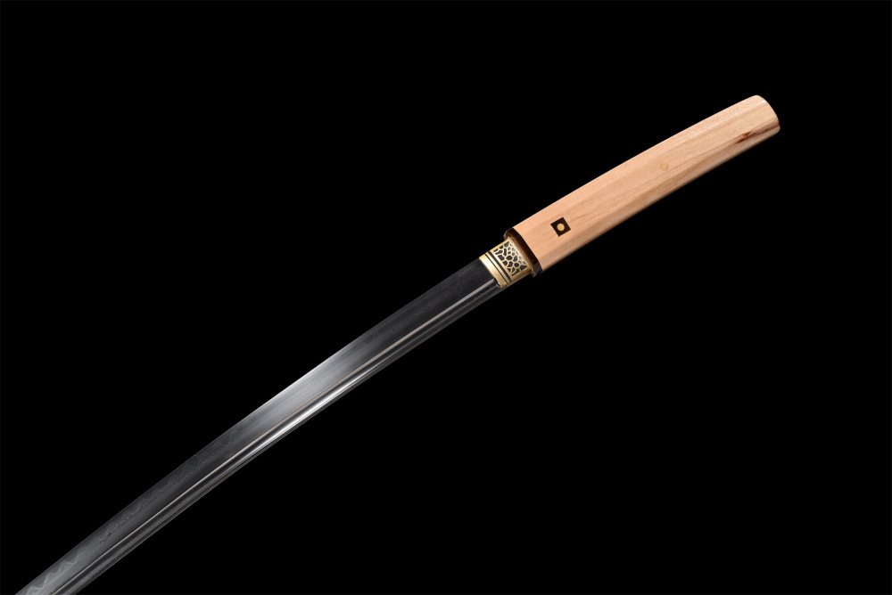 Authentic Japanese Shirasaya Katana Sword - Hand Forged Folded Steel Samurai Blade with Clay-Tempered Hamon Pattern