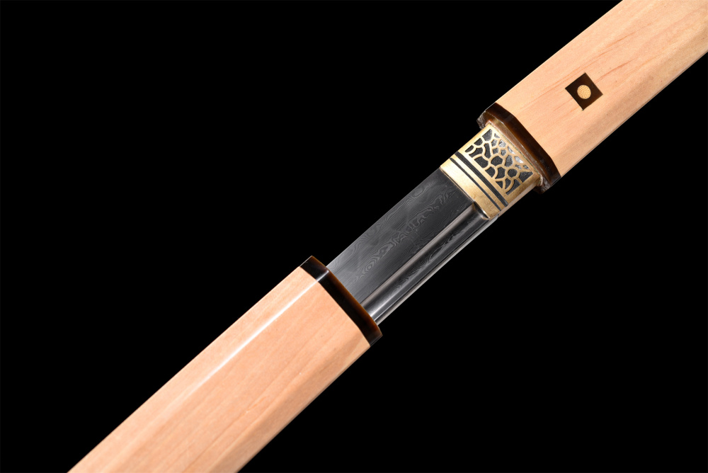 Authentic Japanese Shirasaya Katana Sword - Hand Forged Folded Steel Samurai Blade with Clay-Tempered Hamon Pattern