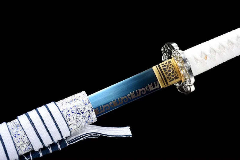 Silver Flower Ninjato Katana,Handmade Japanese Samurai Sword,Real Ninjato Sword,High manganese steel,Full Tang