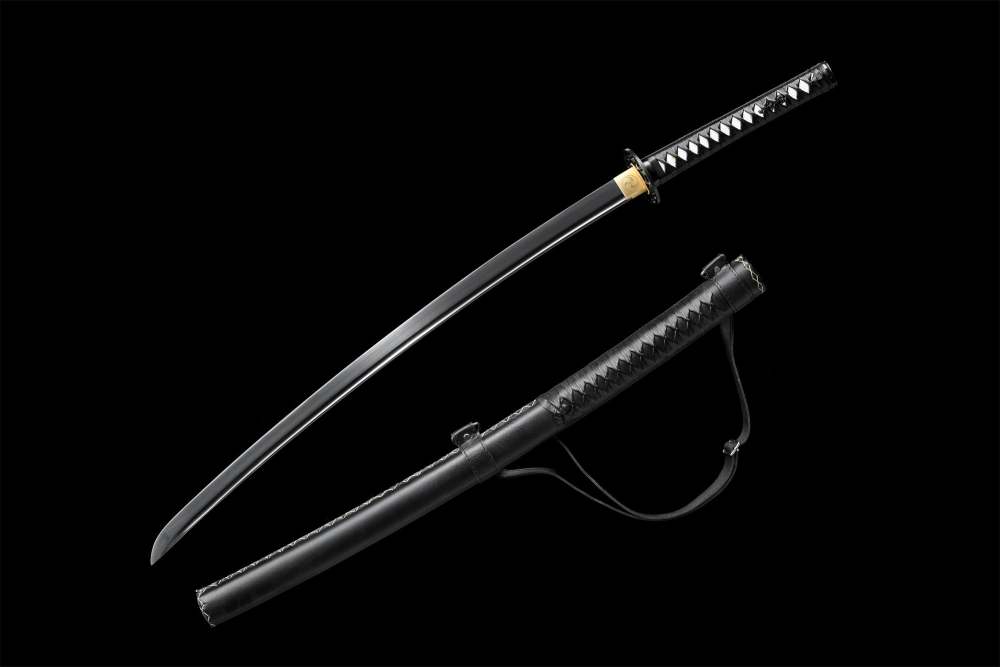 Black Blade Katana Sword,Fight With Heaven,Real Handmade Japanese Samurai Sword,High Performance Steel
