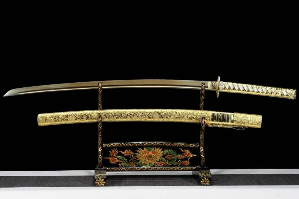 Golden Blade Dragon Katana Sword Real Handmade Japanese Samurai Sword High manganese steel Full Tang