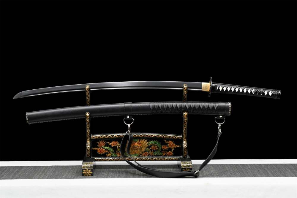 Black Blade Katana Sword,Fight With Heaven,Real Handmade Japanese Samurai Sword,High Performance Steel