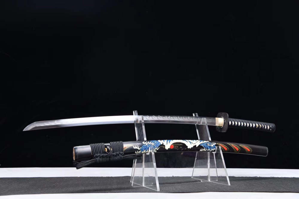 T10 Steel Clay Tempered With Hamon Bule Wave Katana Katana Sword,Real Handmade Japanese Samurai Sword Full Tang