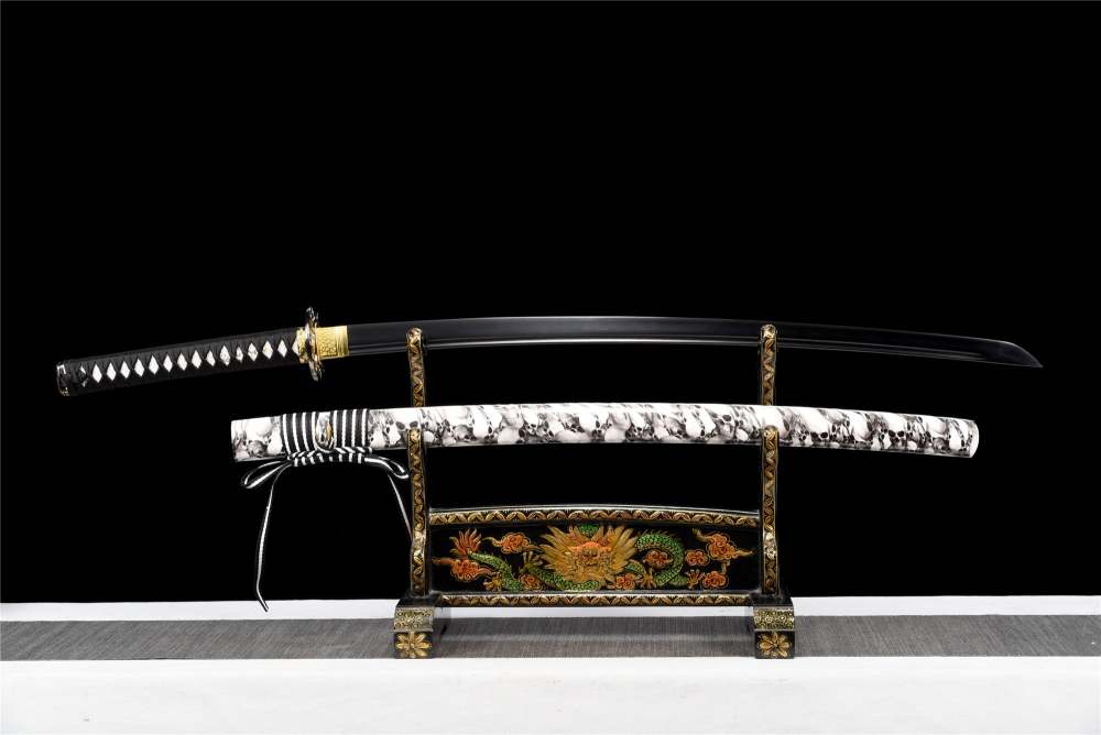 Handmade Black Blade Katana Sword -Hyakkiyakou Real Japanese Samurai Sword 1060 High Carbon Steel Full Tang