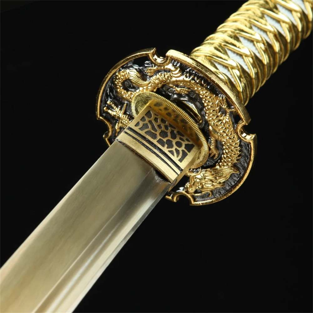 Golden Blade Dragon Katana Sword Real Handmade Japanese Samurai Sword High manganese steel Full Tang