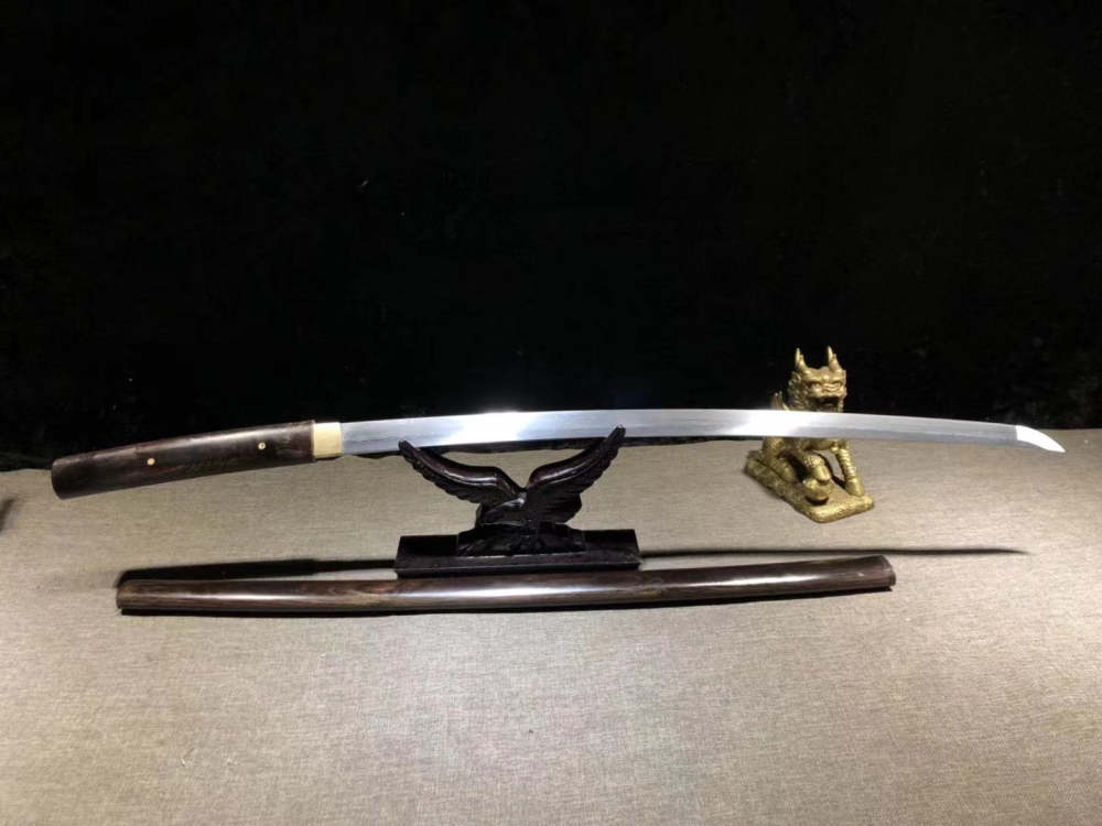 Ebony Katana Set, Katana, Wakizashi, and Tanto Sword,Japanese Samurai Sword,Real Katana,Handmade sword, Folded patterned steel