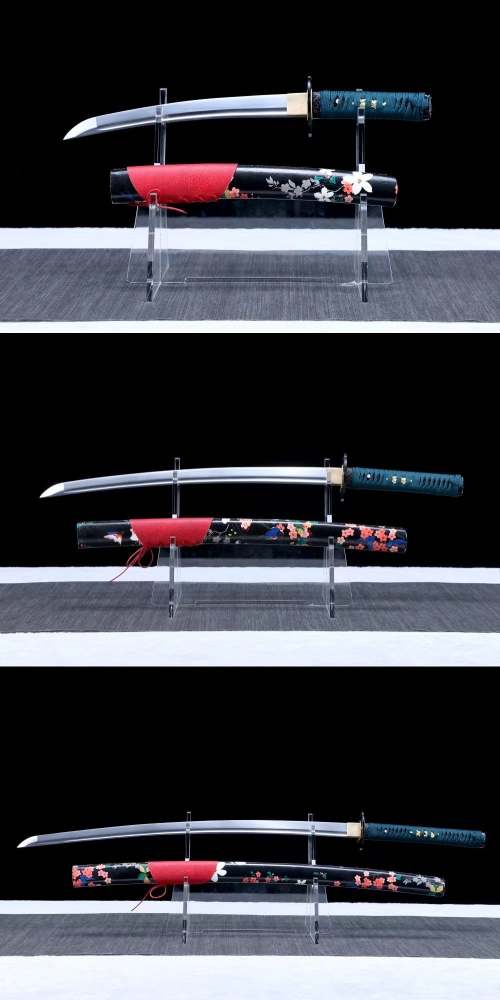 Flowers Katana Set,Katana and Tanto,Japanese Samurai Sword,Real Katana,Handmade sword,High manganese steel