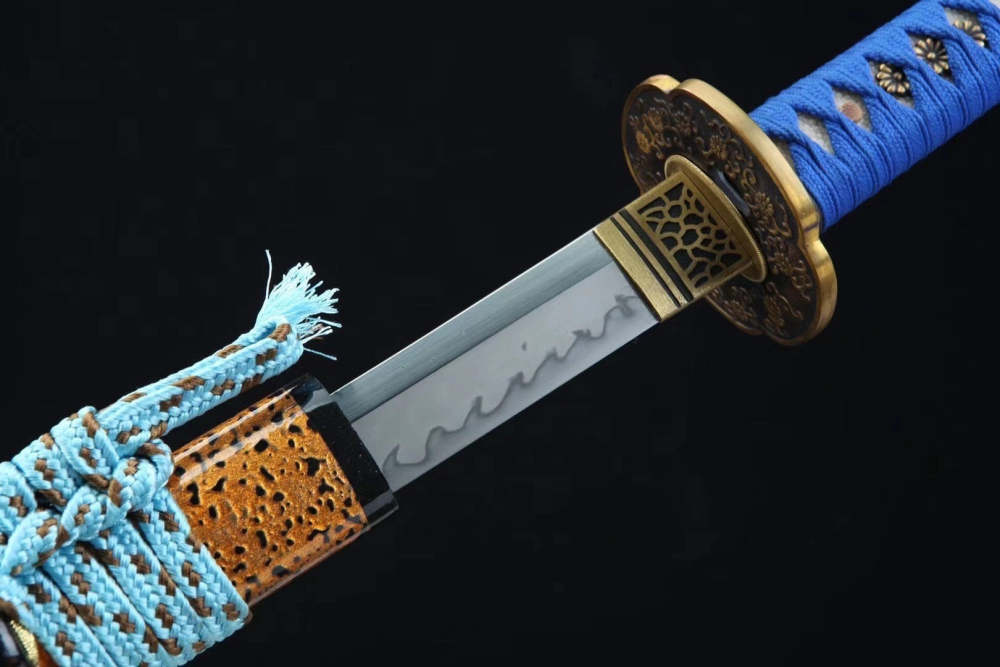T10 High Carbon Steel Clay Tempered With Hamon Chrysanthemum Katana Sword,Real Handmade Japanese Samurai Sword Full Tang