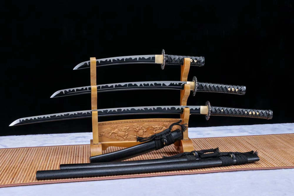 Shadow Katana Set, Katana, Wakizashi, and Tanto Sword,Japanese Samurai Sword,Real Katana,Handmade sword,High manganese steel