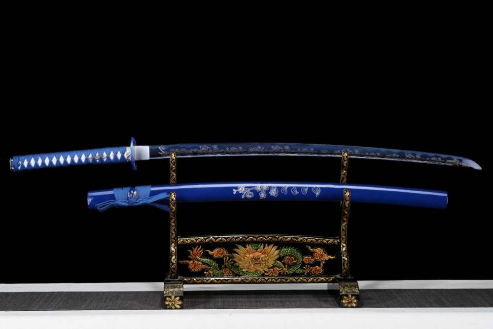 Carved Flower Blade Katana,Japanese Samurai Sword,Real Katana,Handmade sword,1060 high carbon steel