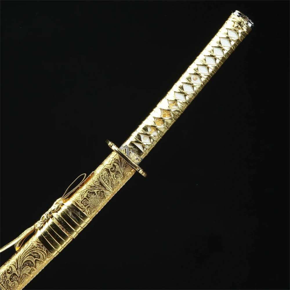 Golden Blade Dragon Katana Sword Real Handmade Japanese Samurai Sword High manganese steel Full Tang