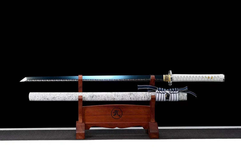 Silver Flower Ninjato Katana,Handmade Japanese Samurai Sword,Real Ninjato Sword,High manganese steel,Full Tang