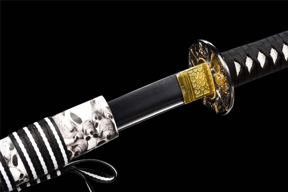 Handmade Black Blade Katana Sword -Hyakkiyakou Real Japanese Samurai Sword 1060 High Carbon Steel Full Tang