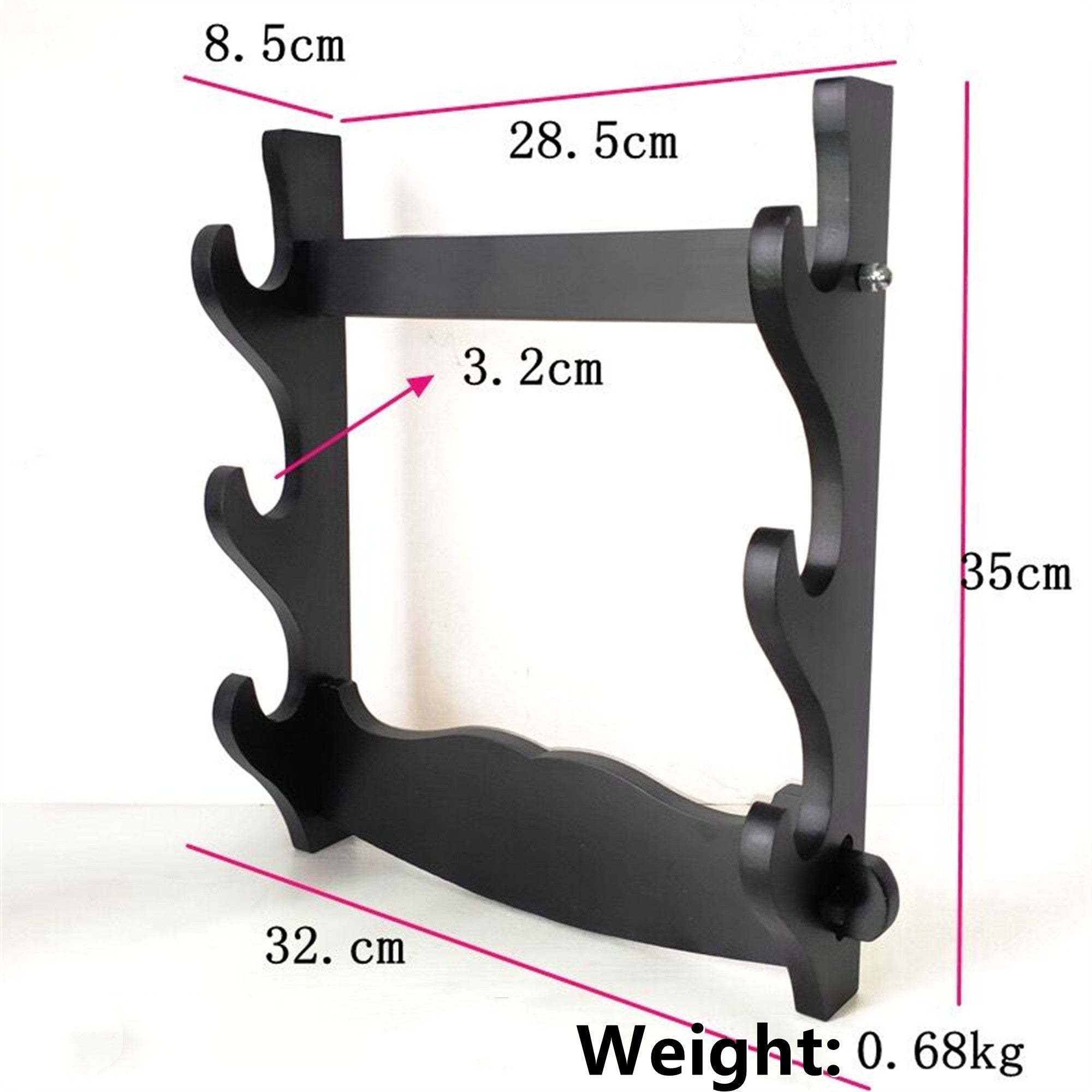 Handmade Black Wooden Sword Katana Display Stand Mount Wall Hangings Single layer/Double layer/Three layers