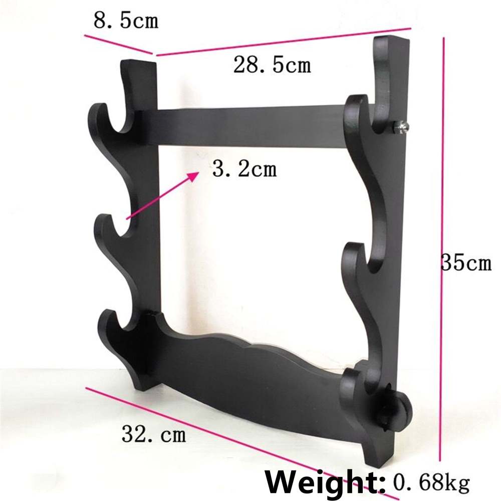 Handmade Black Wooden Sword Katana Display Stand Mount Wall Hangings Single layer/Double layer/Three layers