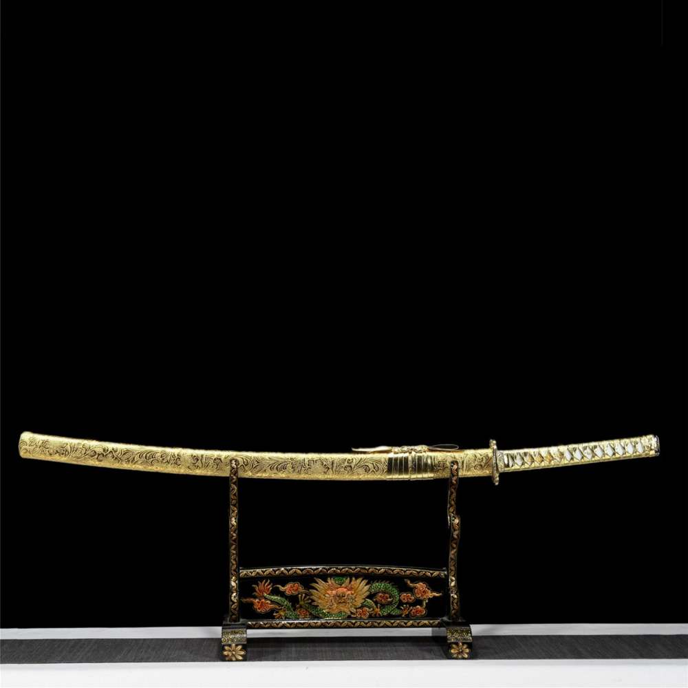 Golden Blade Dragon Katana Sword Real Handmade Japanese Samurai Sword High manganese steel Full Tang