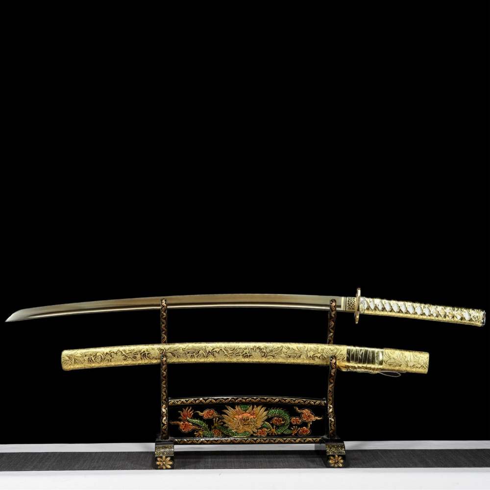 Golden Blade Dragon Katana Sword Real Handmade Japanese Samurai Sword High manganese steel Full Tang