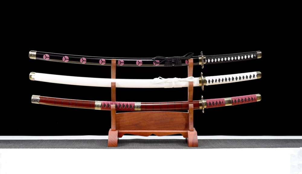 Anime Katana Sword Set,One Piece Roronoa Zoro,Real Handmade Japanese Samurai Sword
