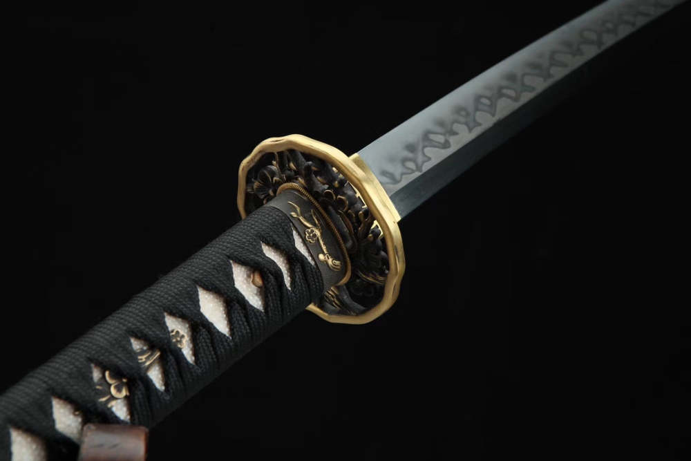 T10 High Carbon Steel Clay Tempered With Hamon Yellow Rock Katana Sword,Real Handmade Japanese Samurai Sword Full Tang