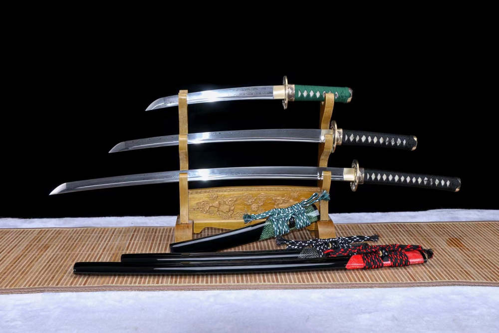 Dragonfly Katana Set, Katana, Wakizashi, and Tanto Sword,Japanese Samurai Sword,Real Katana,Handmade sword, Folded patterned steel