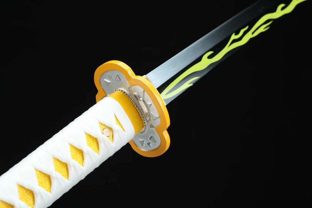 Anime Sword,Agatsuma Zenitsu Anime Cosplay,Japanese Samurai Sword,Real Handmade Anime Katana,High-carbon steel