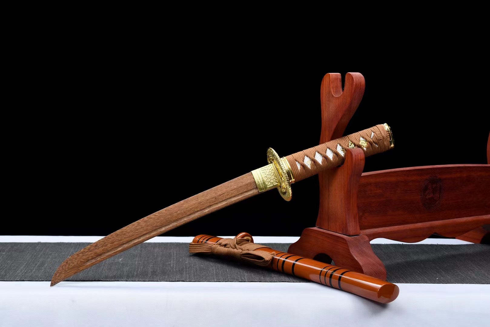 Orange Wooden Tanto Sword,Japanese Samurai Wooden Sword,Handmade wooden sword