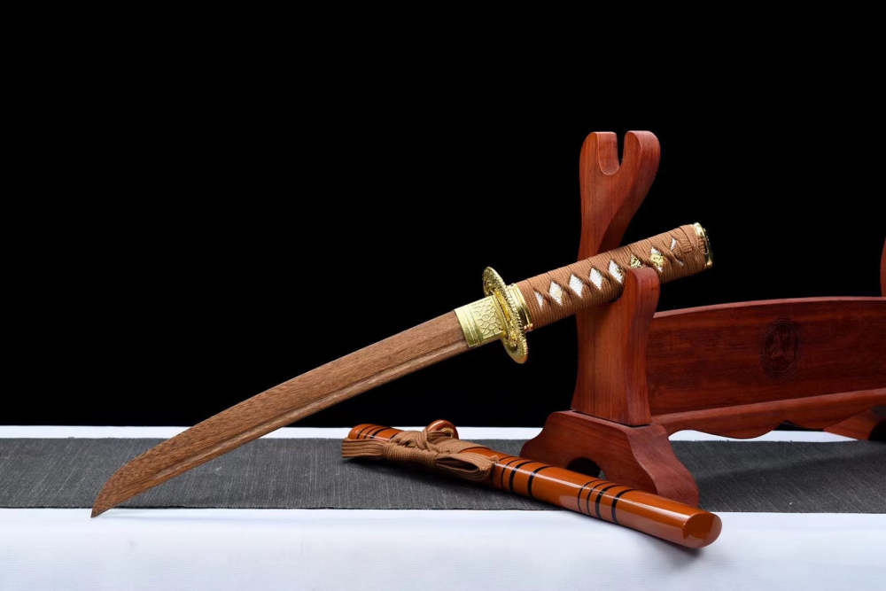 Orange Wooden Tanto Sword,Japanese Samurai Wooden Sword,Handmade wooden sword