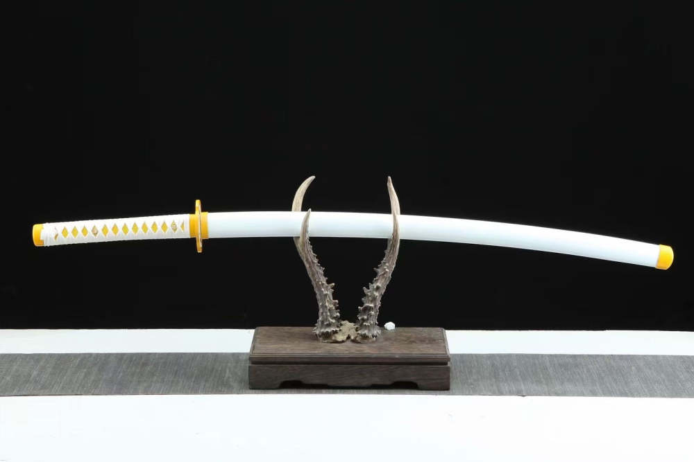Anime Sword,Agatsuma Zenitsu Anime Cosplay,Japanese Samurai Sword,Real Handmade Anime Katana,High-carbon steel