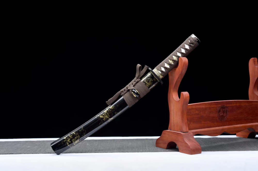 Black Wooden Tanto Sword,Japanese Samurai Wooden Sword,Handmade wooden sword