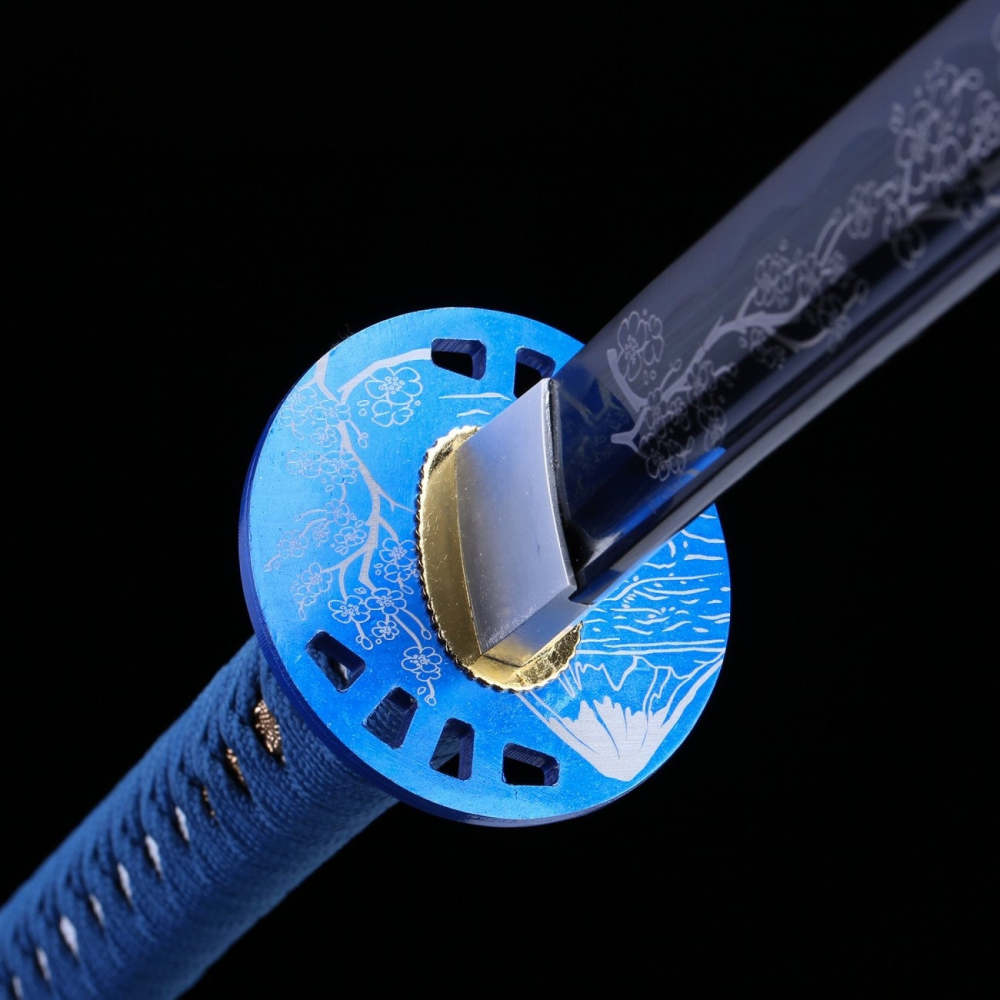 Carved Flower Blade Katana,Japanese Samurai Sword,Real Katana,Handmade sword,1060 high carbon steel