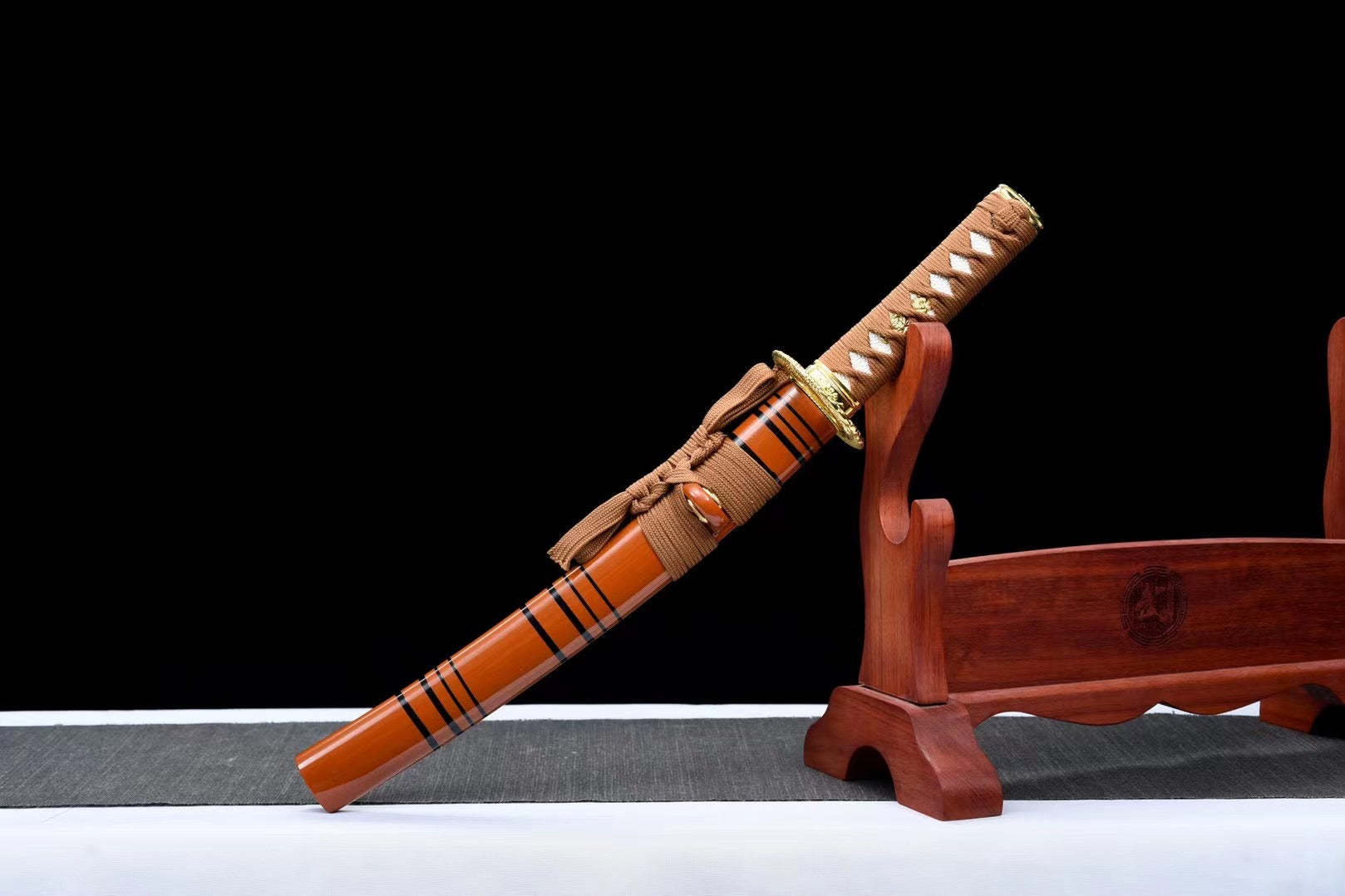 Orange Wooden Tanto Sword,Japanese Samurai Wooden Sword,Handmade wooden sword