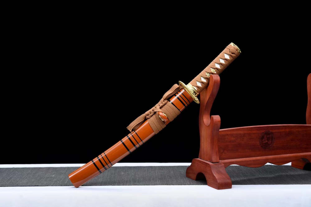 Orange Wooden Tanto Sword,Japanese Samurai Wooden Sword,Handmade wooden sword