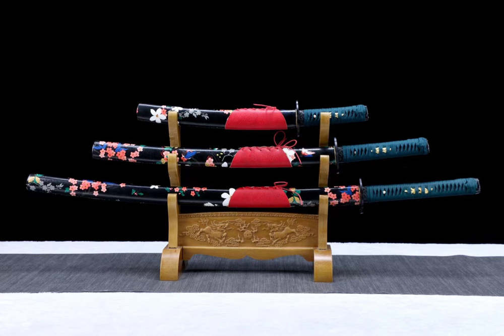 Flowers Katana Set,Katana and Tanto,Japanese Samurai Sword,Real Katana,Handmade sword,High manganese steel
