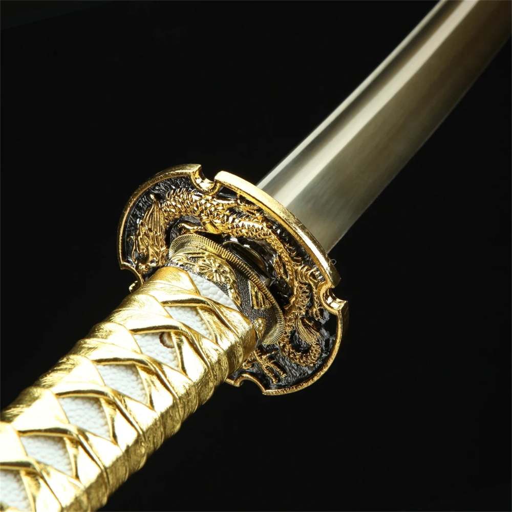 Golden Blade Dragon Katana Sword Real Handmade Japanese Samurai Sword High manganese steel Full Tang