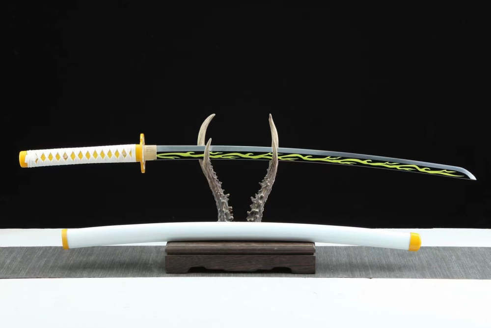 Anime Sword,Agatsuma Zenitsu Anime Cosplay,Japanese Samurai Sword,Real Handmade Anime Katana,High-carbon steel
