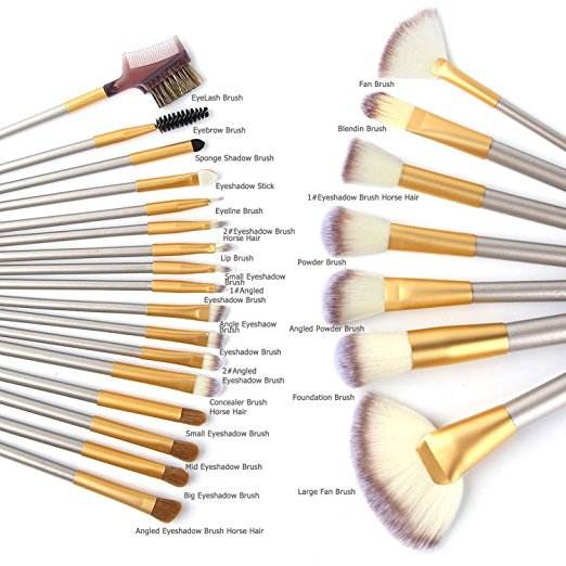 Make up Brushes, 24pcs Premium Cosmetic Makeup Brush Set for Foundation Blending Blush Concealer Eye Shadow, Cruelty-Free Synthetic Fiber