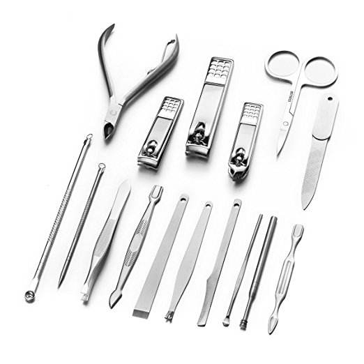 16 Pcs Nail Clippers Set Pedicure Kit Stainless Steel Nail Clipper ,Professional Nail Scissors Grooming Kit Manicure Includes Cuticle Remover Tools
