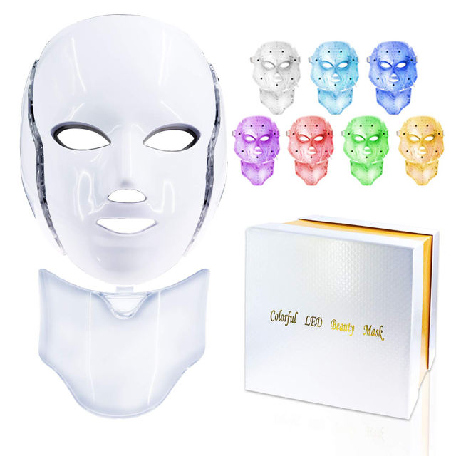7 Colors Photon LED Beauty Facial Light Therapy Mask With Neck For Skin Rejuvenation Wrinkle Anti Acne Treatment