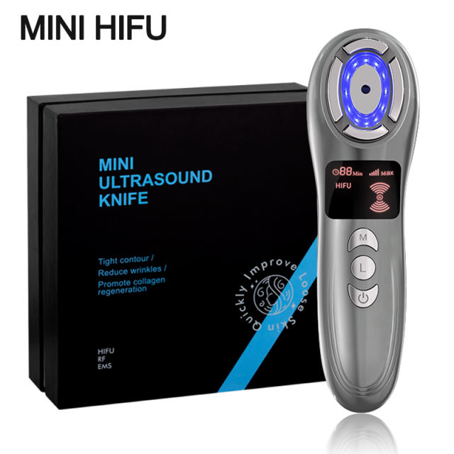 Mini HIFU Facial Machine RF Tightening EMS Microcurrent For Facial Lifting and Tightening Anti Wrinkle Face Massager Antiaging